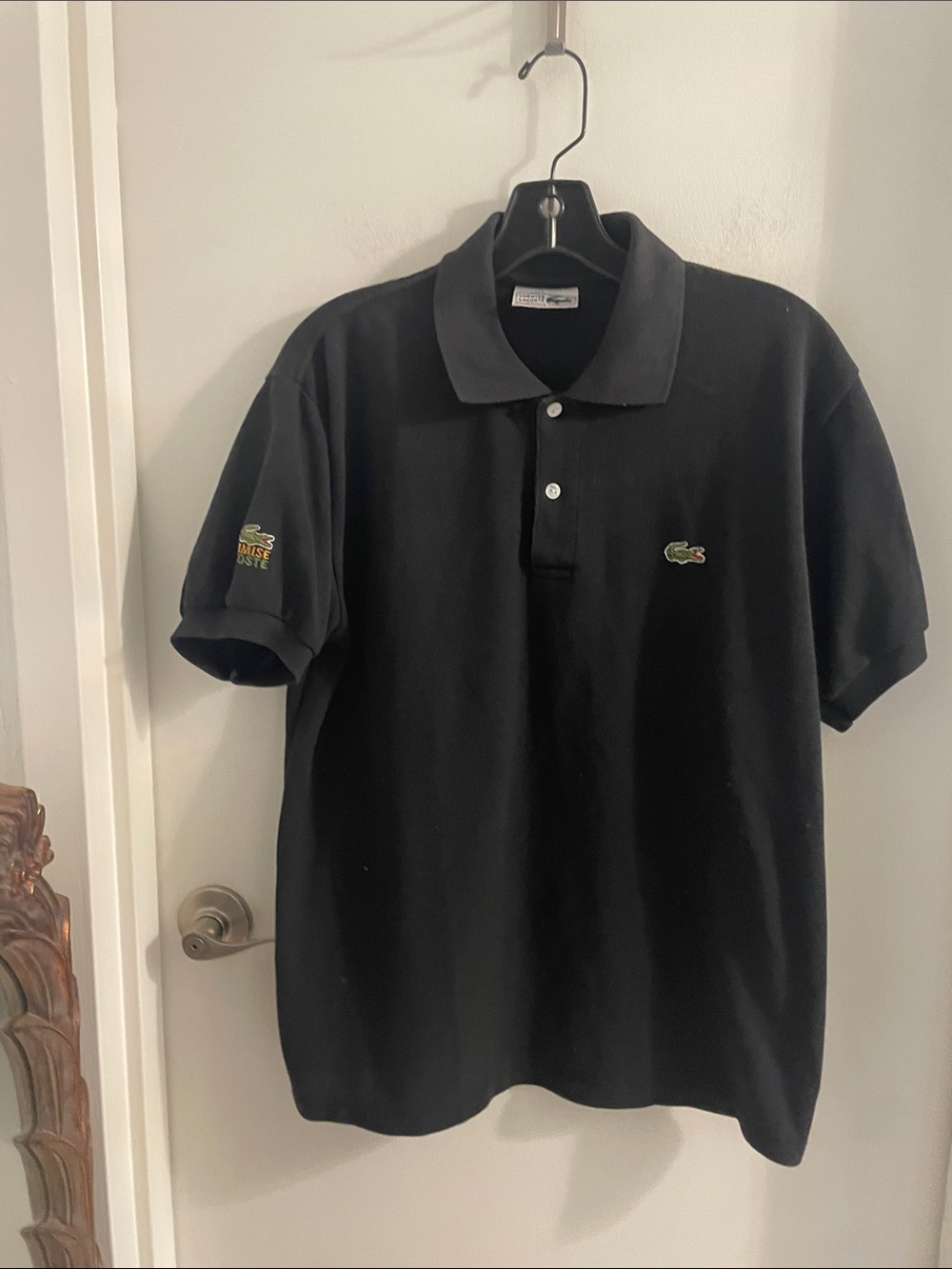 Vintage Chemise Lacoste Large Men's Black Classic S/S Polo Shirt Made In France